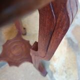 Guéridon ancien en bois massif avec plateau en marbre