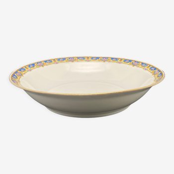 Plat rond creux en porcelaine limoges marine et petites roses