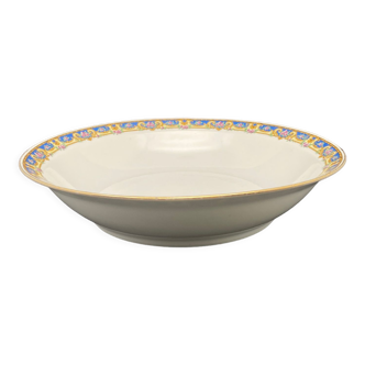 Plat rond creux en porcelaine limoges marine et petites roses