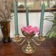 Pair of solid brass calyx candlesticks