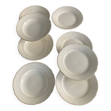 Flat and deep plates (set) cream white with gold rim Villeroy & Boch