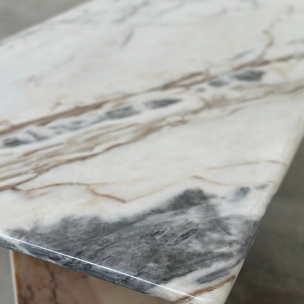 Large Italian postmodern marble coffee table, sculptural vintage stone table, 1980s