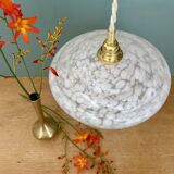 Vintage white Clichy glass lampshade pendant light