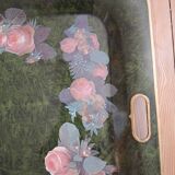 Large painted metal serving tray with handles 74.7 X 55.5 cm