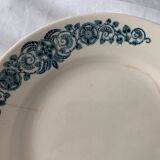 4 blue and white service dishes Alesia Longchamp Iron Land early 20th century