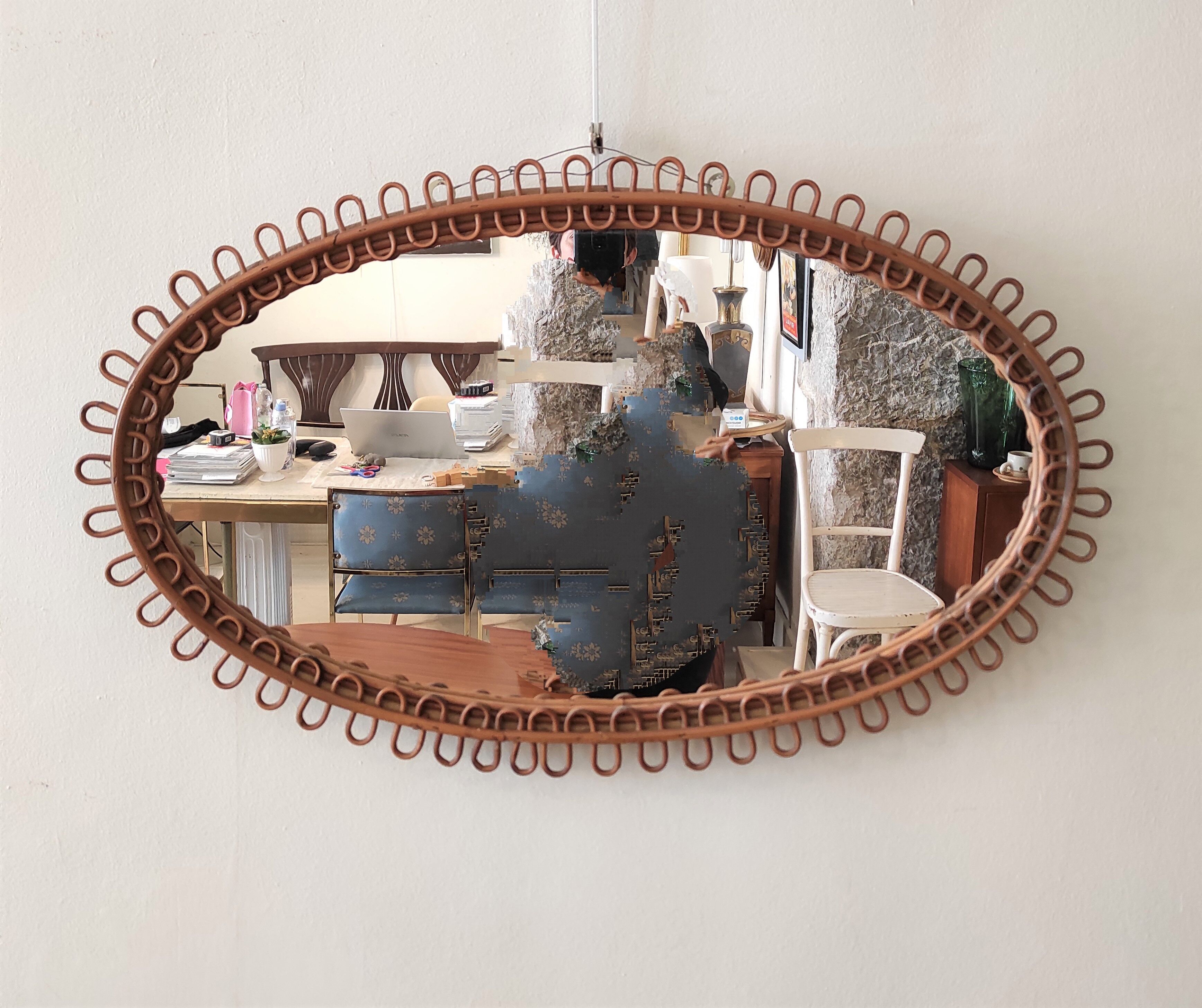 Rattan mirror