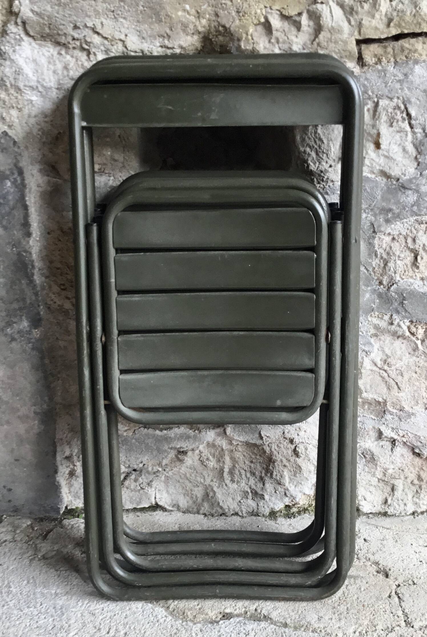 Set of 4 folding military chairs stamped Verhaeghe