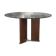 Circular table by Tito Agnoli for Matteo Grassi, base covered in brown leather, 1970s.