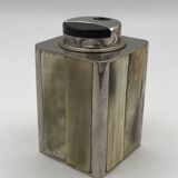 Large Vintage Collection TABLE LIGHTER in chrome-plated metal and horn
