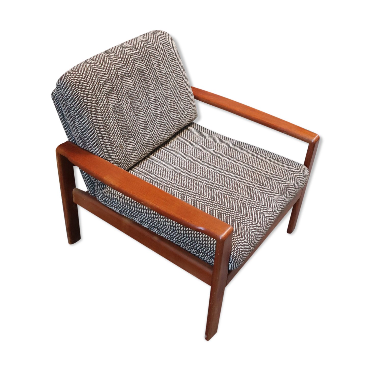 Scandinavian armchair in teak and fabric of the 60s