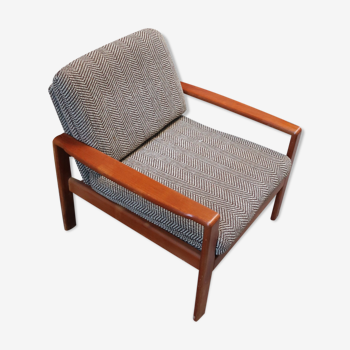 Scandinavian armchair in teak and fabric of the 60s