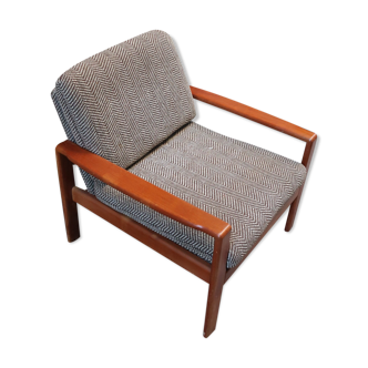 Scandinavian armchair in teak and fabric of the 60s