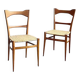 Pair of mid-century woven-seat dining chairs by G.B. Marangoni, Italy 1950s