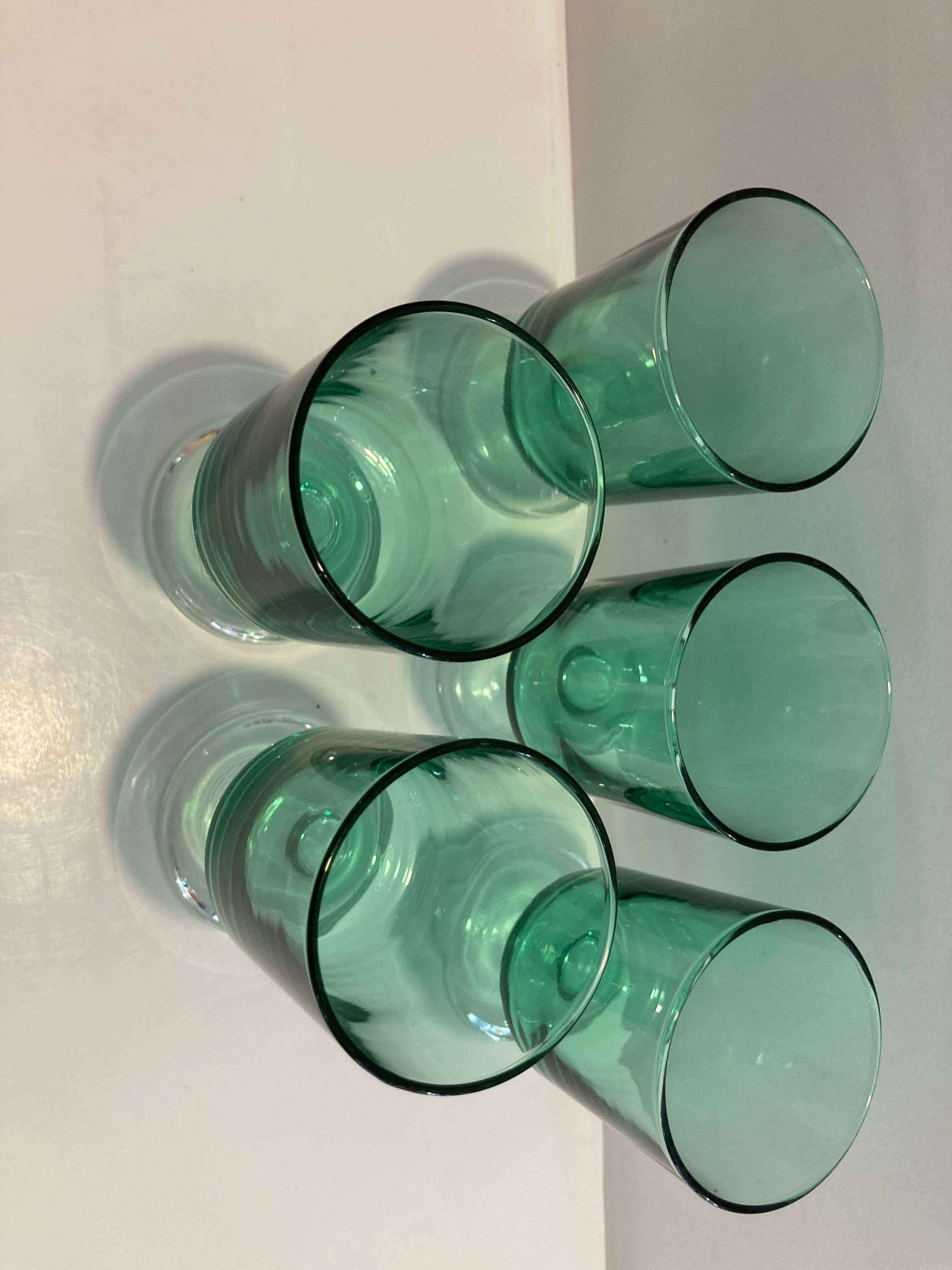X5 small glasses with turquoise foot -years 50-retro-kitchen-vintage