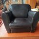 Mini black leather armchair for children