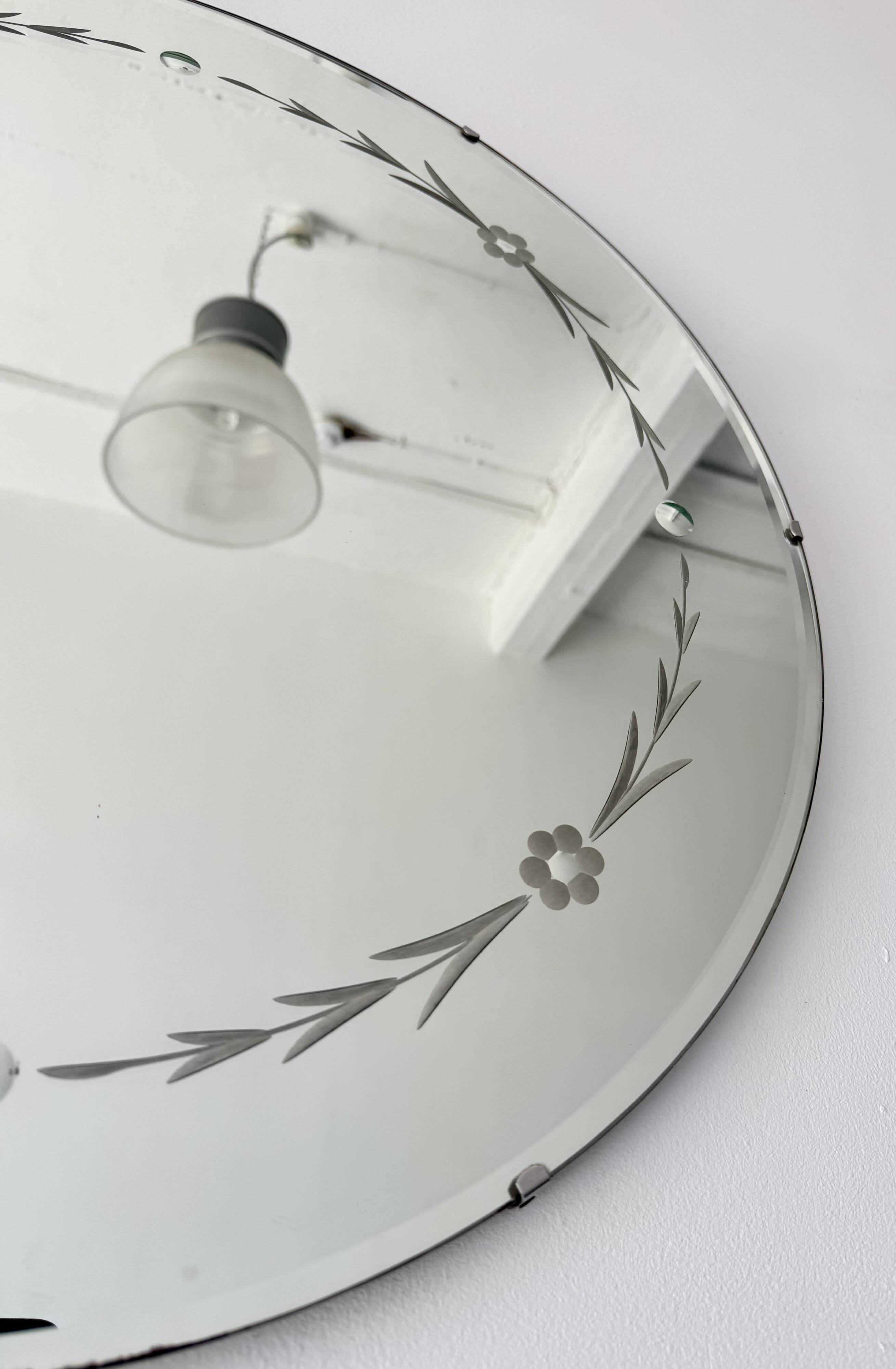 Miroir rond vintage sans cadre avec biseau