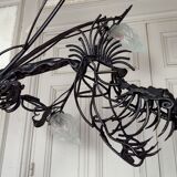 Brutalist sculptural wrought iron Dragon floor lamp, France