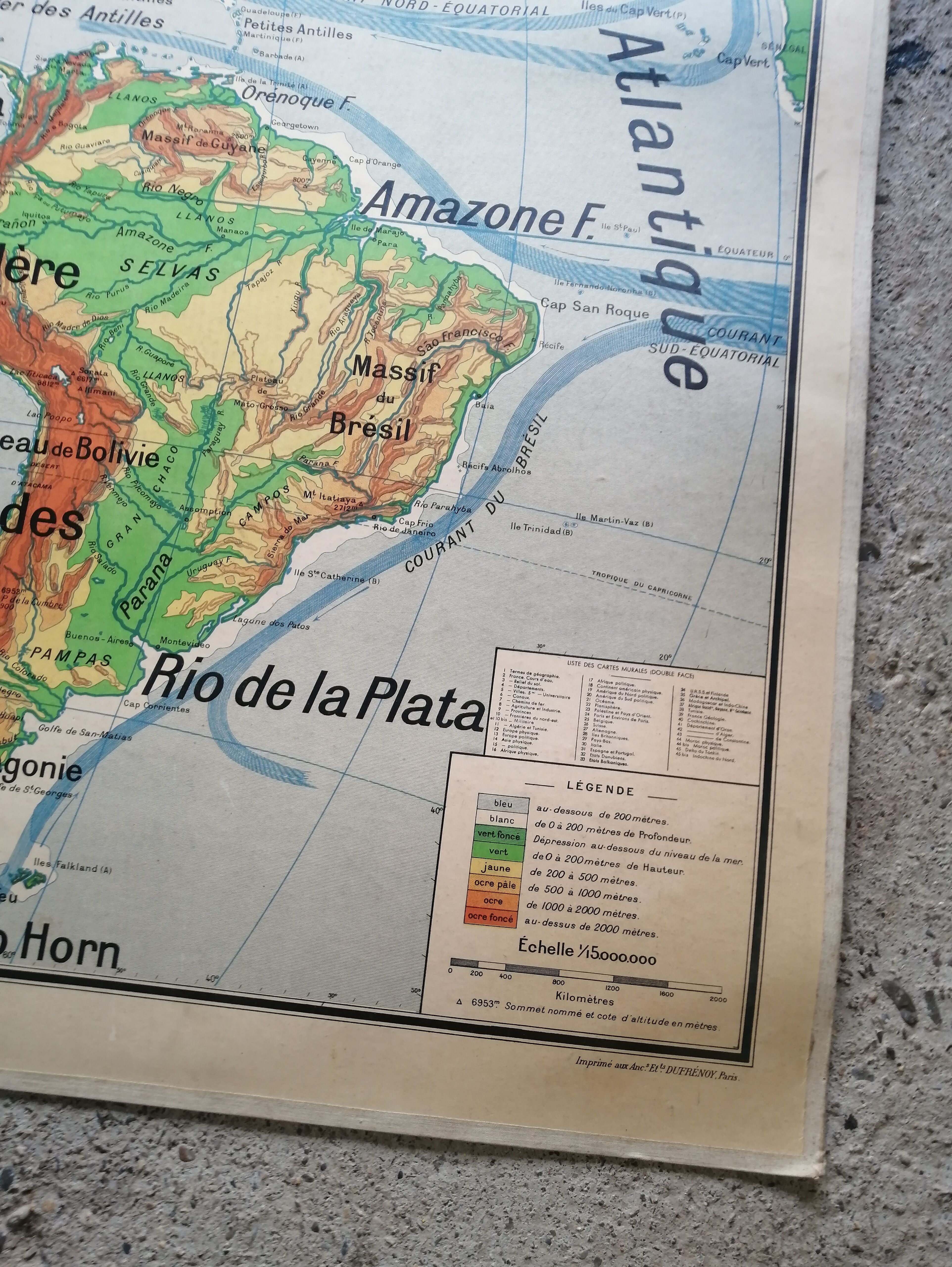 Vintage school map Lablache American Continent - USA