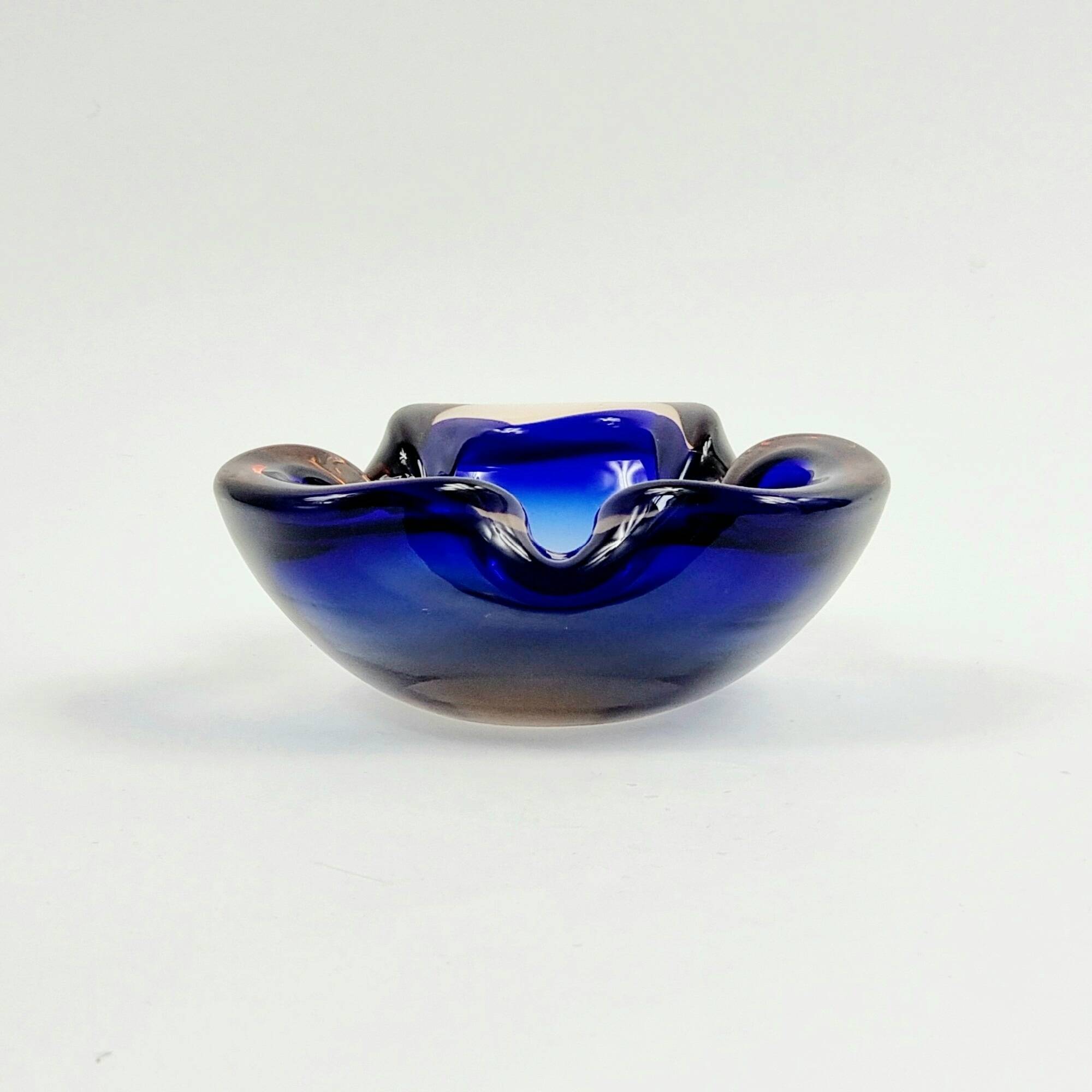 Mid-Century Blue Murano Glass Bowl/Ashtray by Flavio Poli for Seguso, 1960s