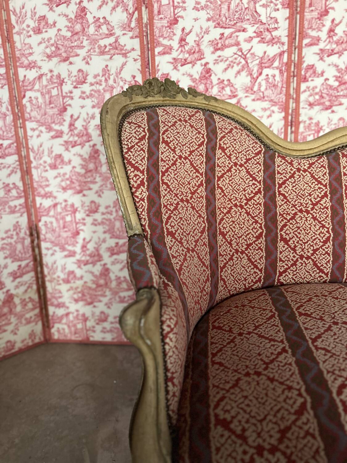 Antique Louis XV style bench, Napoleonic III period.