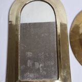 Set of three antique Moroccan brass mirrors, 32 cm