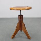 1950s Piano Bentwood Beech Stool, Czechoslovakia