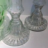 Duo of glass candle holders