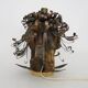 Unique piece. Wooden lamp and metal hair with devil's head "self-portrait"