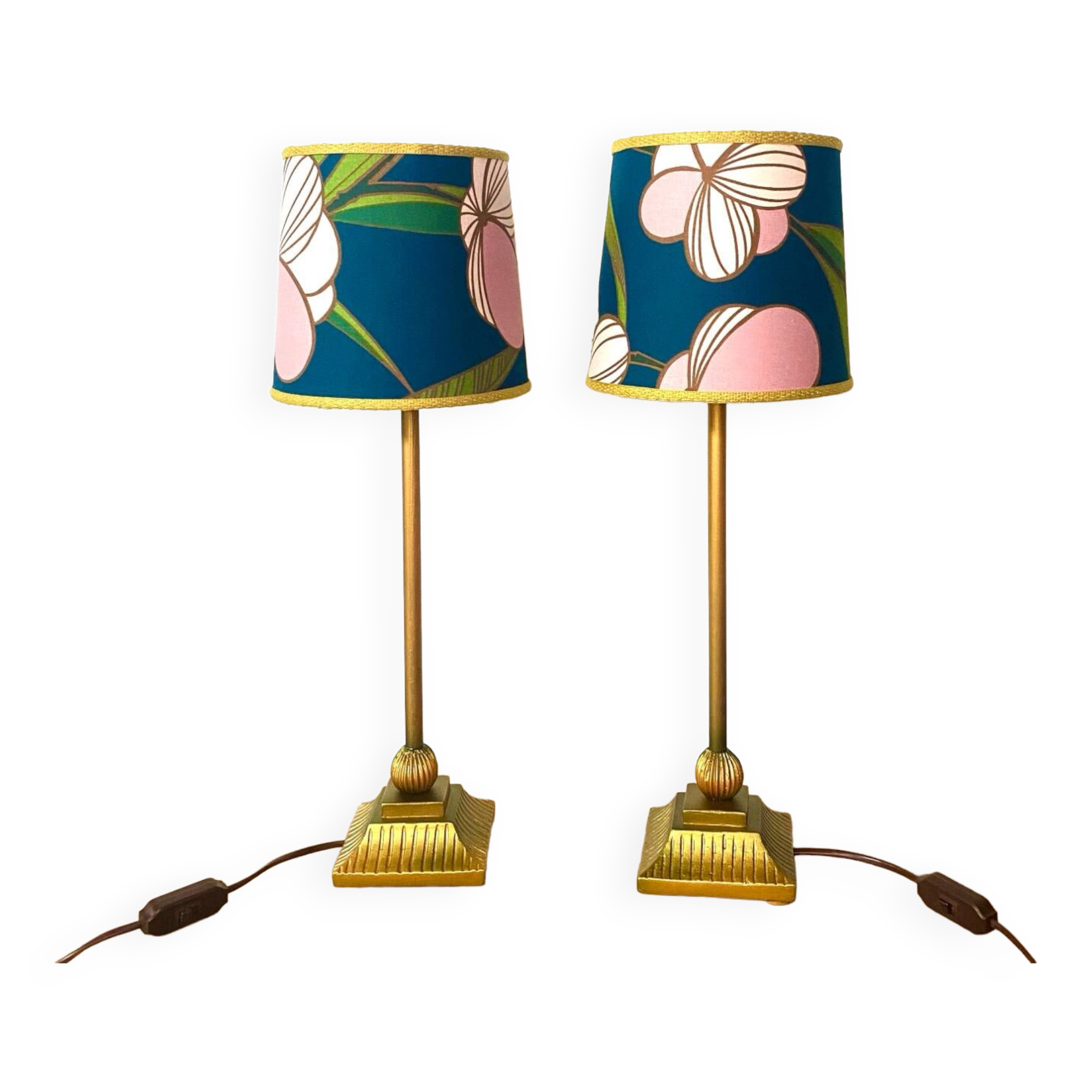 Paire de lampes vintage upcyclée - Iphigenie rose