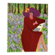 Portrait de femme huile sur toile fleurs
