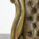 Moss green cow leather Chesterfield wingback armchair in English style