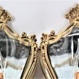 Pair of Louis XV style appliques in solid bronze & curved glass