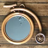 Vintage bicycle rattan mirror