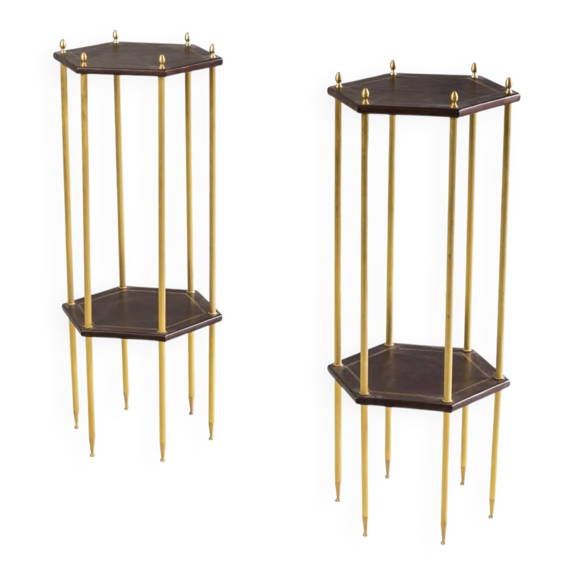 Paire de bouts de canapé hexagonaux, travail contemporain