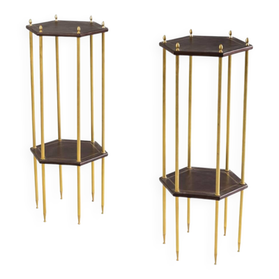 Paire de bouts de canapé hexagonaux, travail contemporain