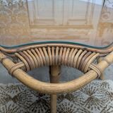 Table basse rotin et verre