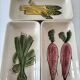 Trio de plats rectangulaires vintage à décor naïf de légumes