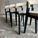 Set of 4 'Play' Chairs — Black Wood Frame with Beige Upholstery by Alain Berteau for Van Rossum