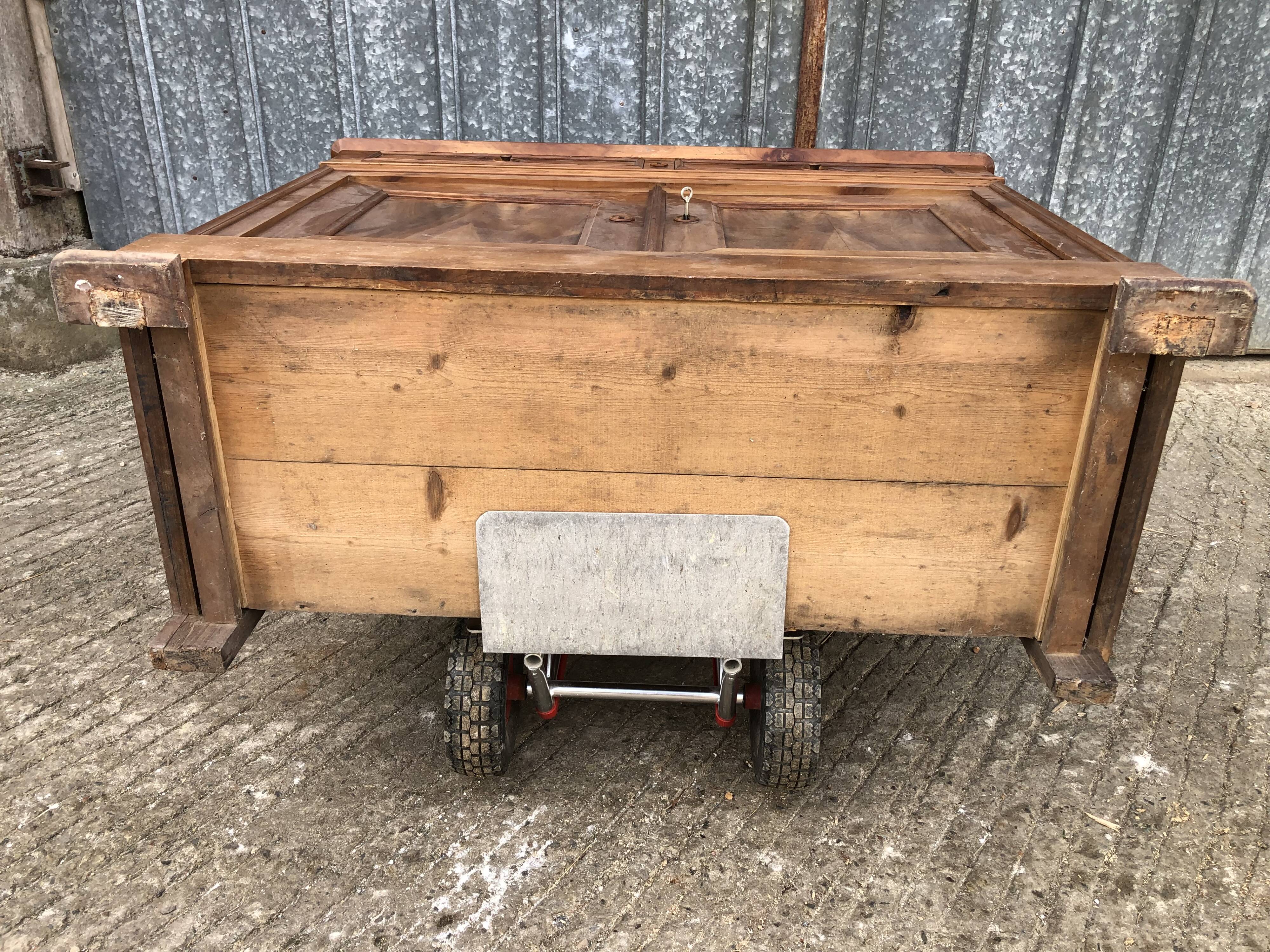 Antique low sideboard in solid cherry wood with 2 doors and 3 drawers