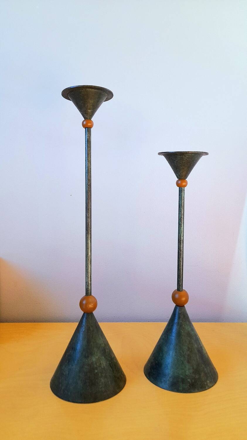 Metal candlesticks, Memphis 1980.