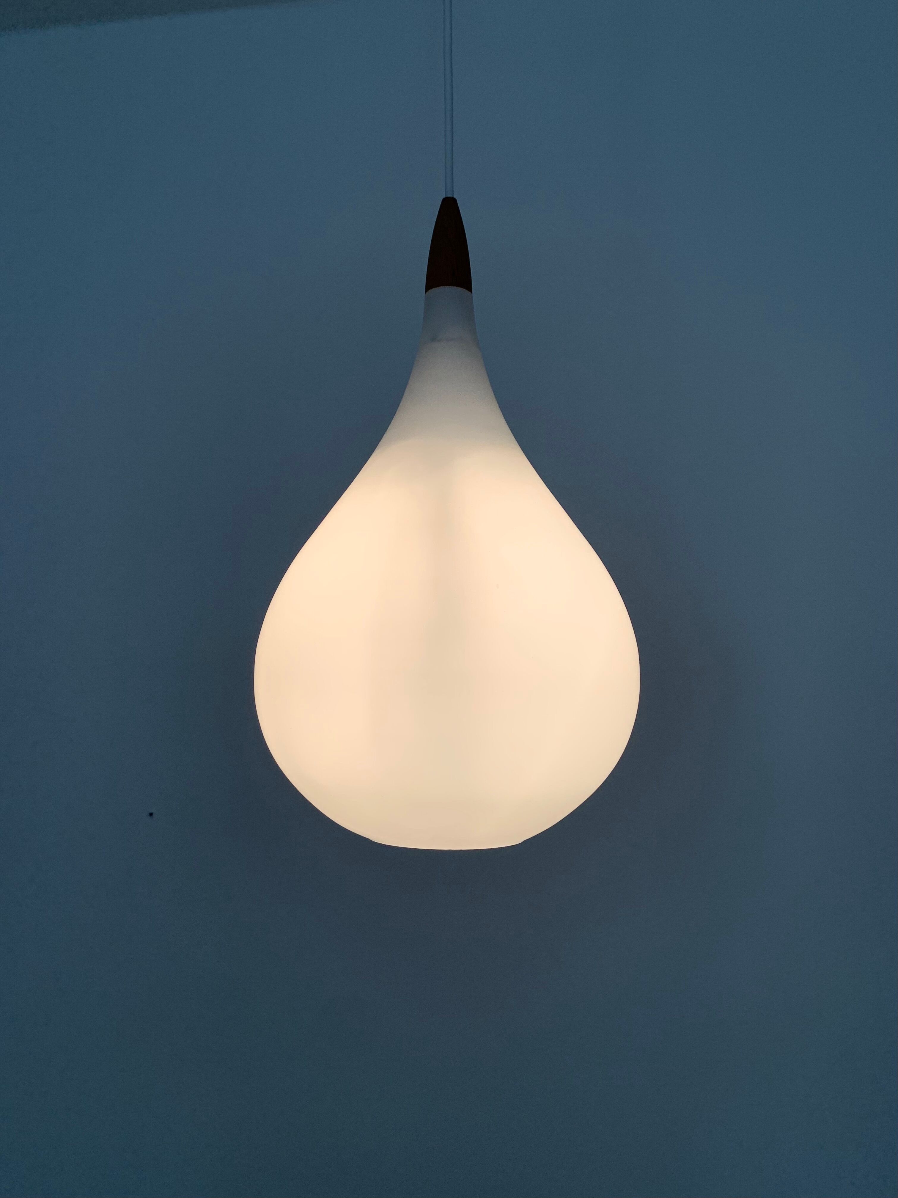 Set of 2 Swedish Opaline Pendant Lamps by Uno and Östen Kristiansson for Lu