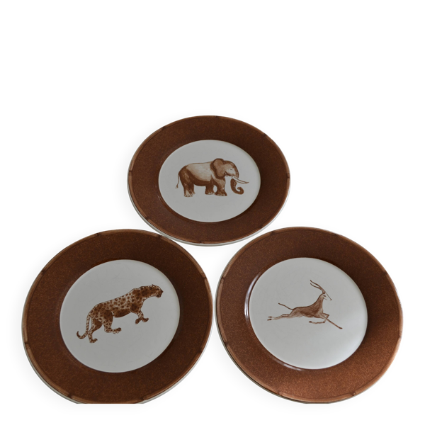 3 assiettes à dessert animaux Moulin des Loups