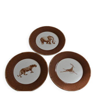 Set of 3 animal dessert plates Moulin des Loups