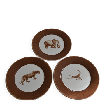 Set of 3 animal dessert plates Moulin des Loups