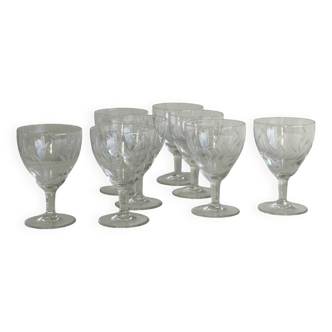 8 chiseled crystal white wine glasses