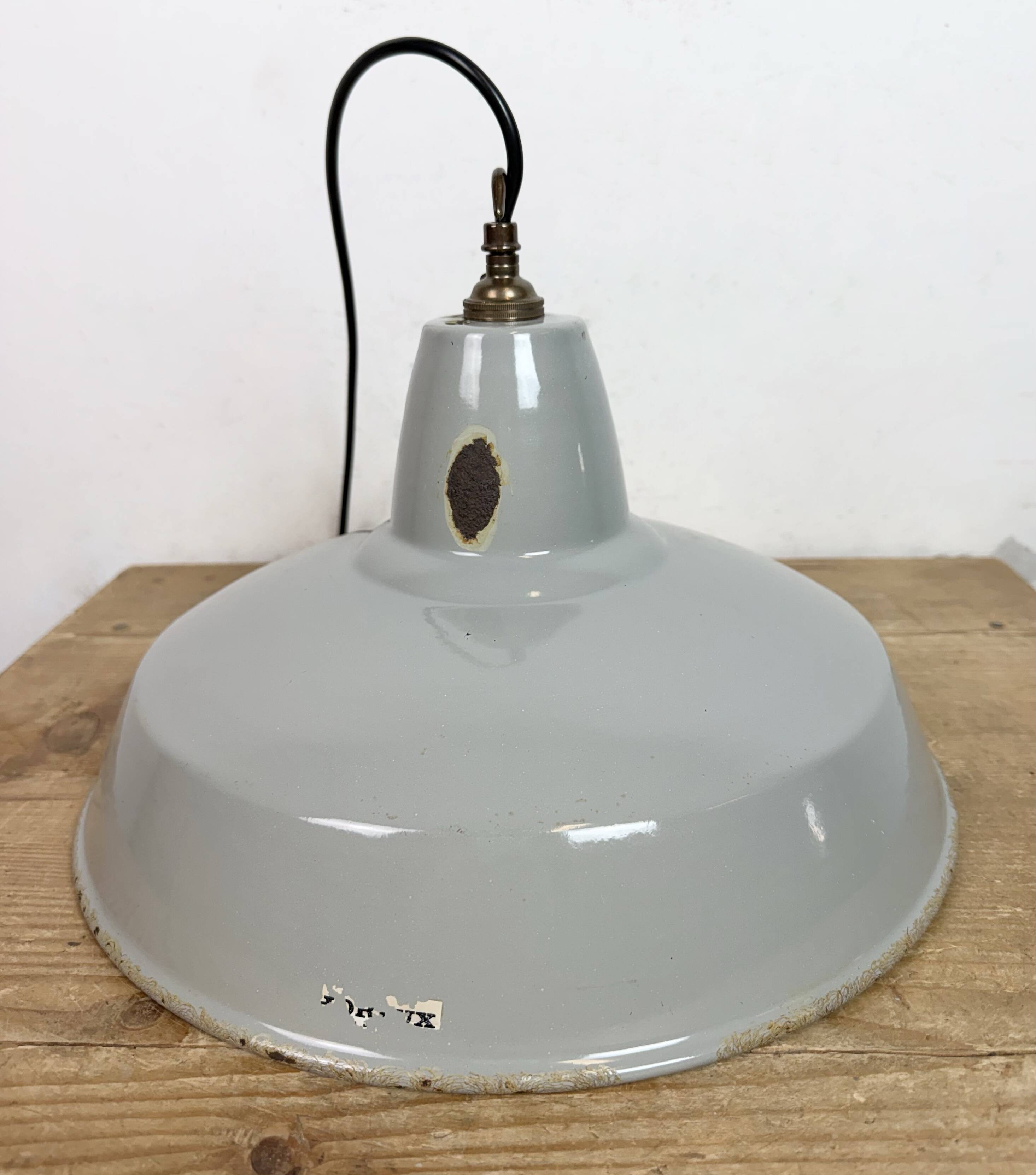 Industrial Grey Enamel Factory Pendant Lamp from Thorlux, 1960s