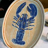 Large lobster motif dish, 37cm - alexandre benjamin navet