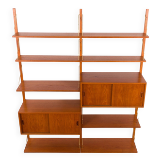 Scandinavian mid century teak wall unit in the style of Poul Cadovius, Denmark 1960s