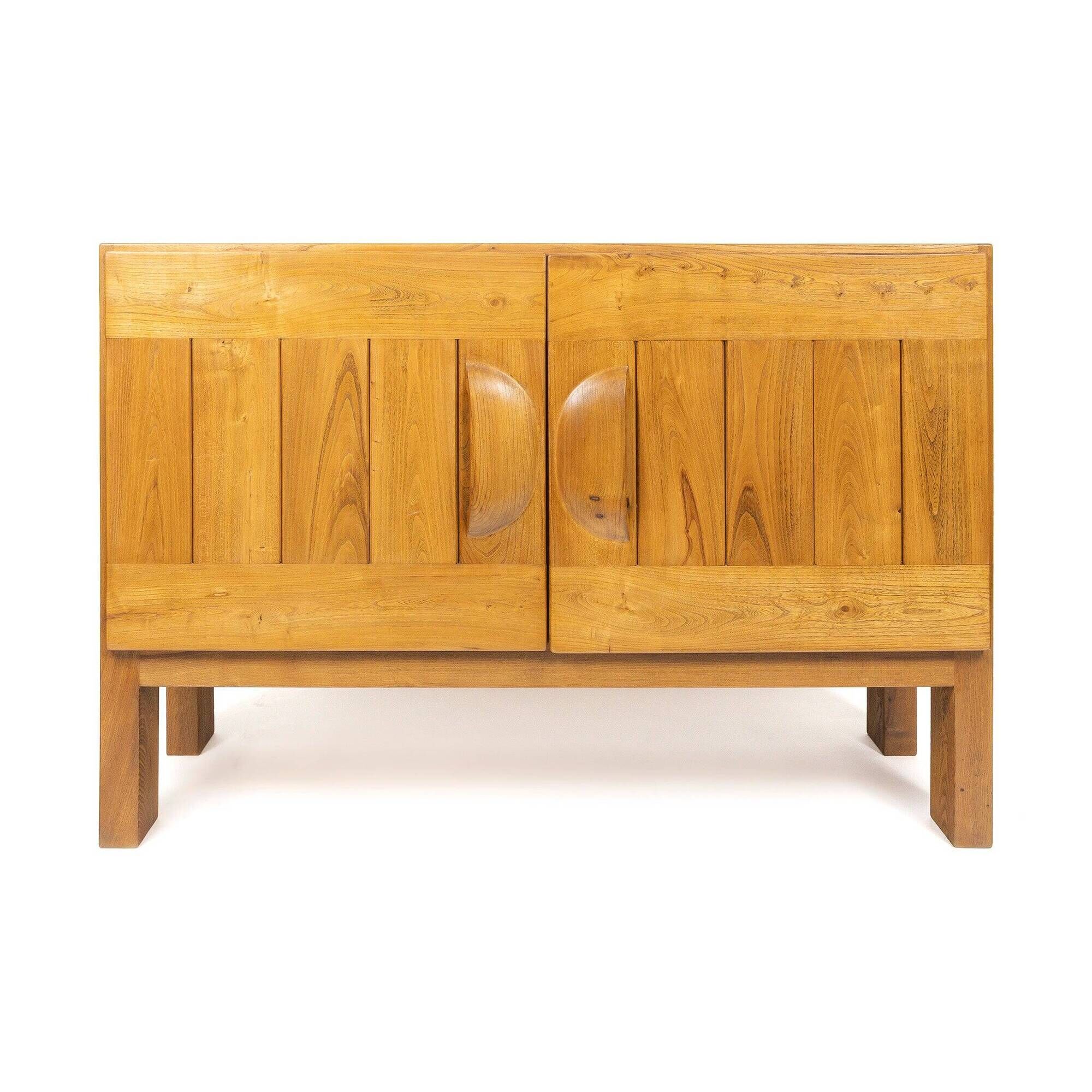 Two-door buffet in solid elm from Maison Regain, c. 1970.