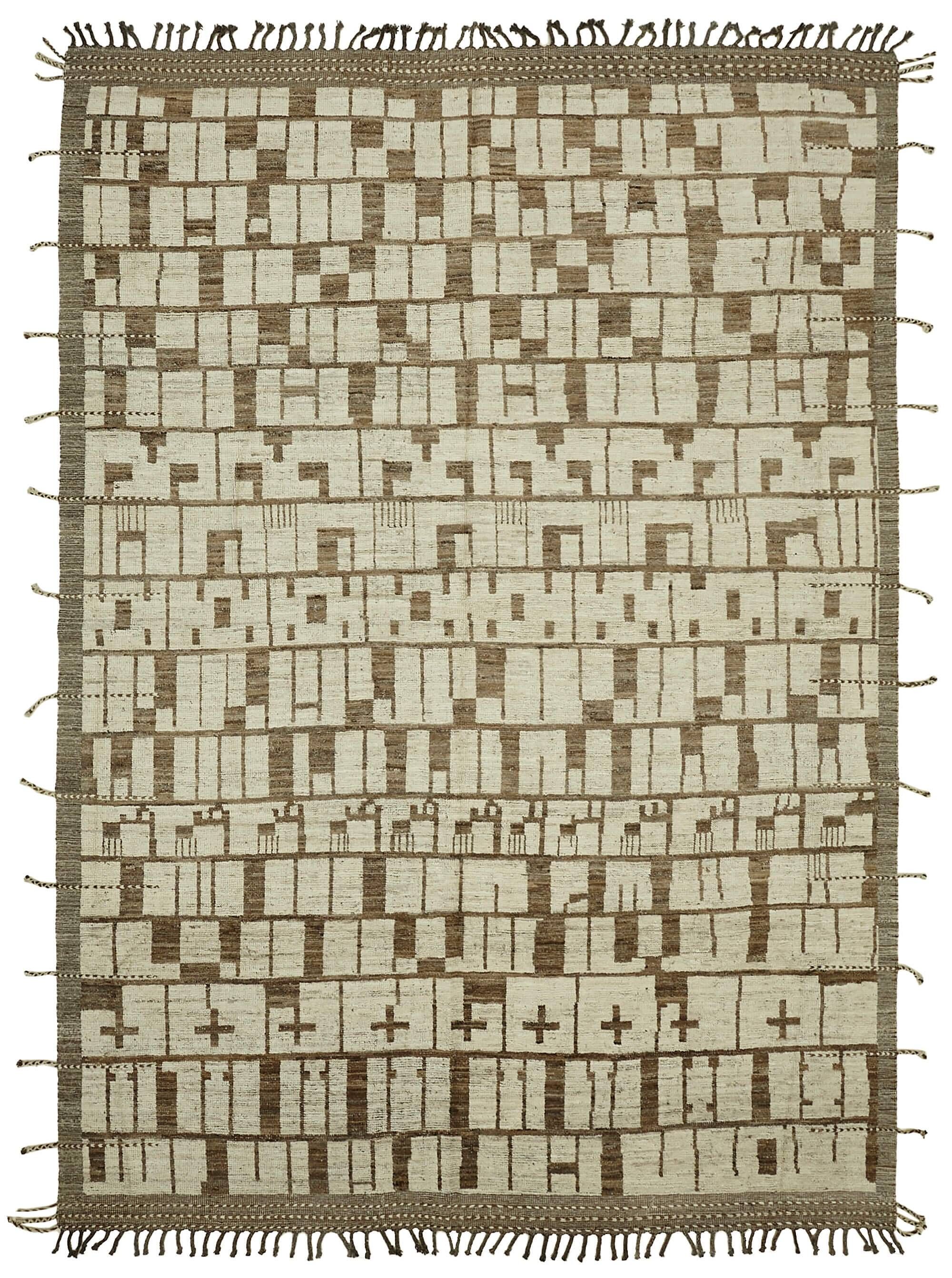 Hand-Knotted Tribal Unique 278 cm x 396 cm Beige Wool Carpet